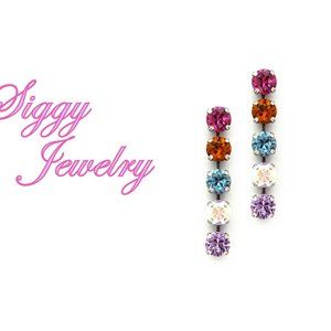 Swarovski Crystal 5-Stone Rainbow Dangle Earrings